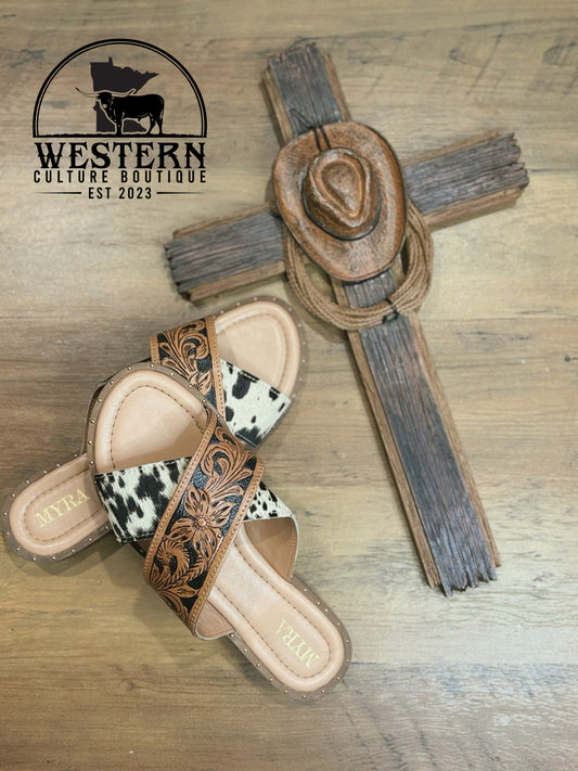 Hand Tooled Cow Hide Sandals