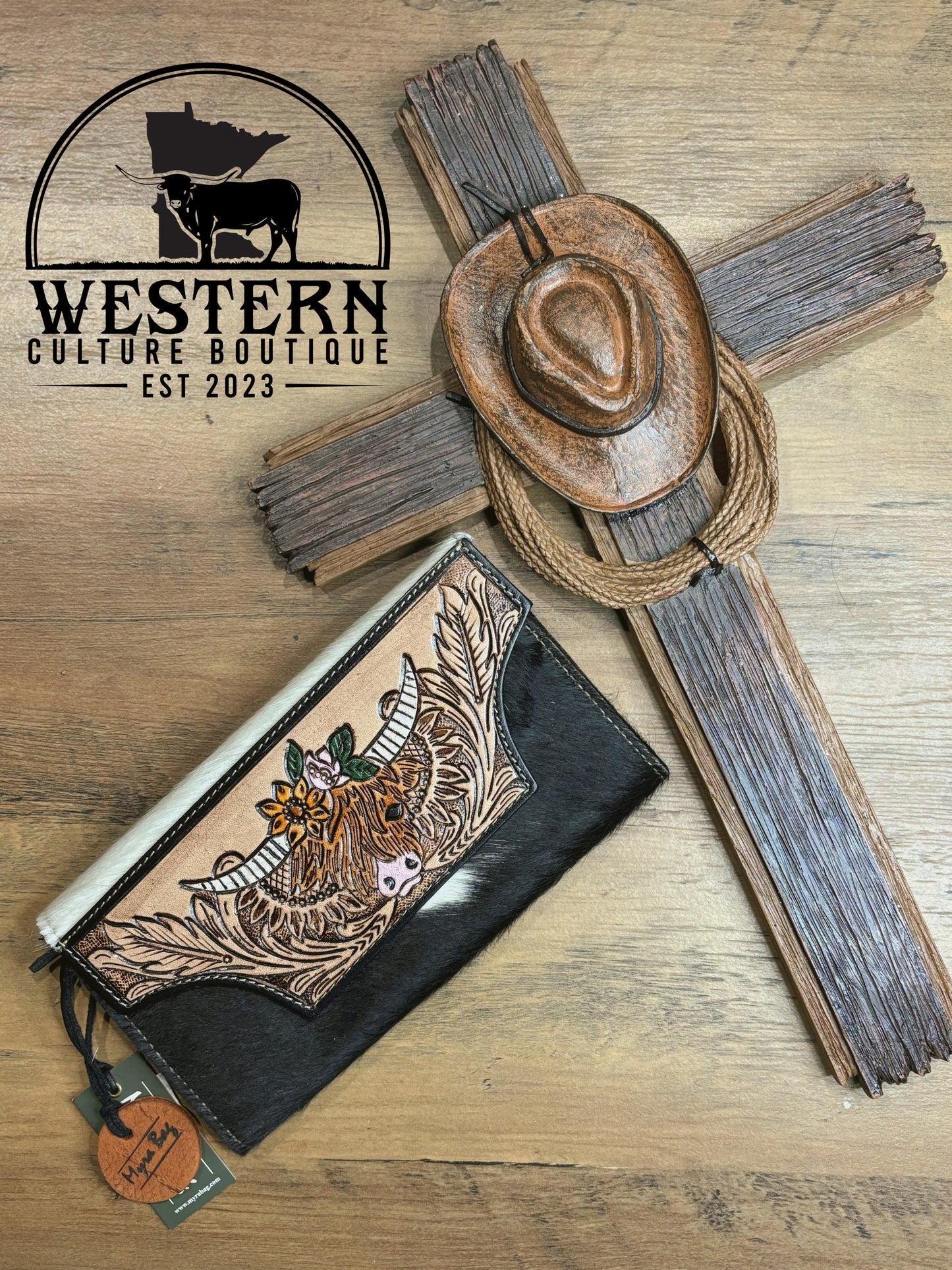 Bloomin’ Steer Hand-tooled Wallet